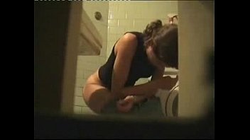 Great view of my nice sister in toilet. Hidden cam