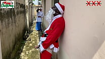 Christmas came earlier for naïve 18yo press girl on Hijab as Santa gave her hot Fuck outside the compound while she tries the new camera (Watch hot full videos on RED)