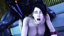 A stern man fucks a MOMIJI with his monster cock and cums in ass and pussy - 3d Animation hard porn
