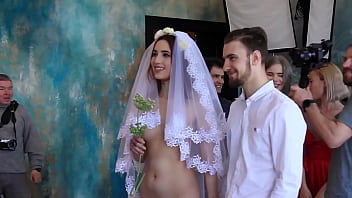 Nude bride clothed groom