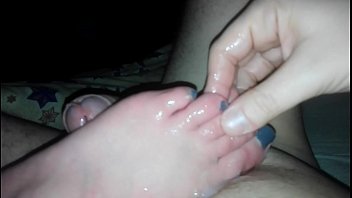Applying the best bio-lube to be found on her toes