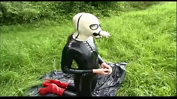 Girl goes crazy for latex